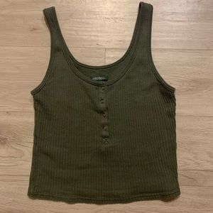 🌺Cropped Olive/Army Green Ribbed Tank Top